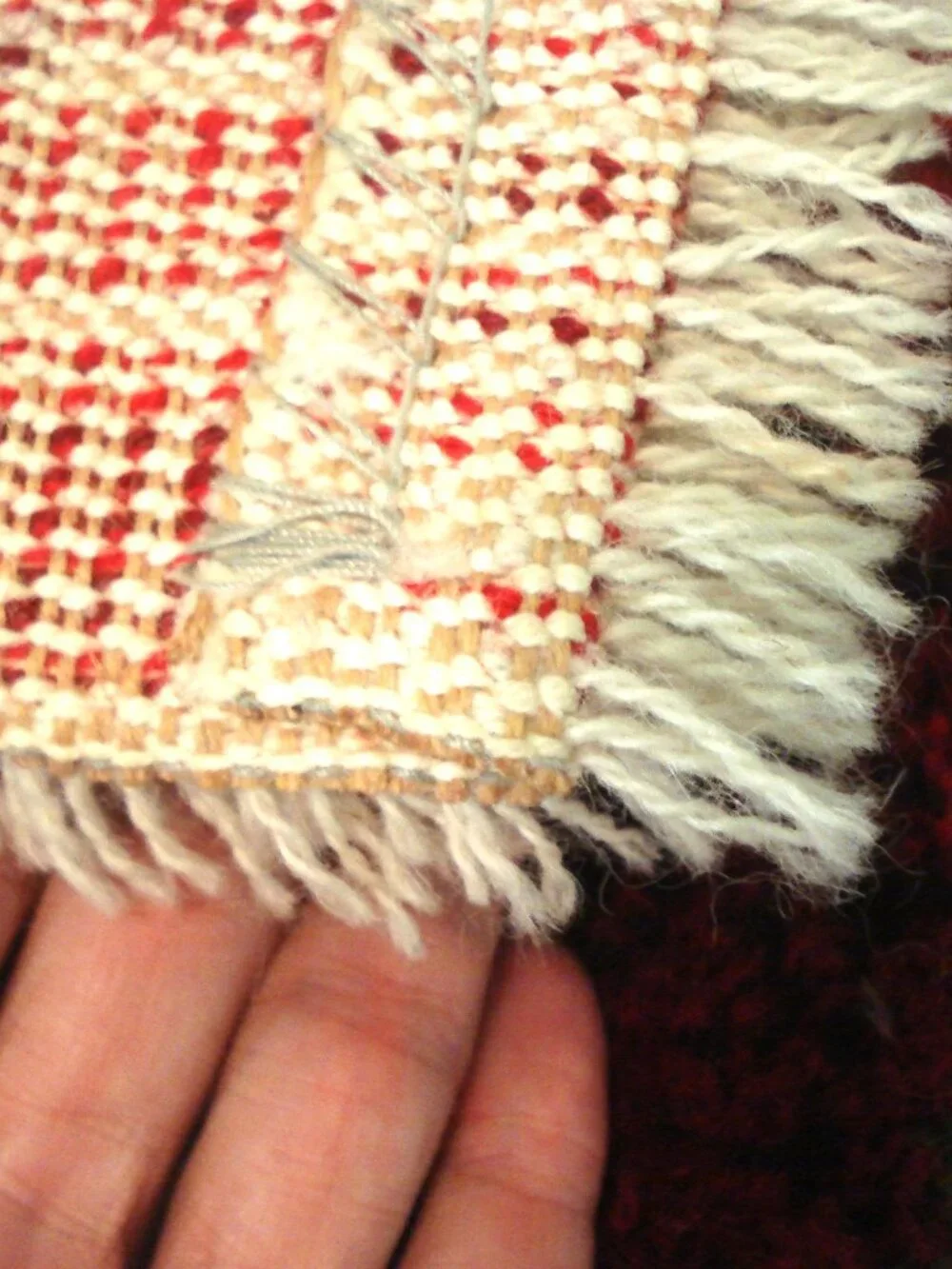 1960's HOJER EKSPORT WILTON Danish Wool Mini Rya Rug Mid Century, Original Label